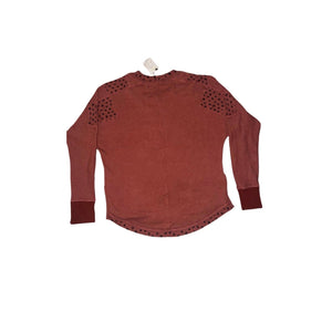 Free People Medium Heart to Heart Henley Top Brick Path NWT