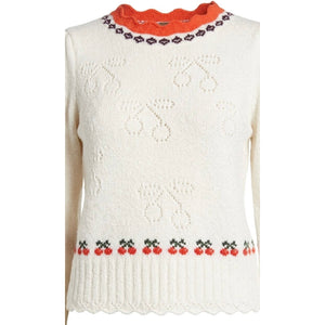 Free People XLarge Tilly Cherry Pointelle Knit Crop Pullover Sweater