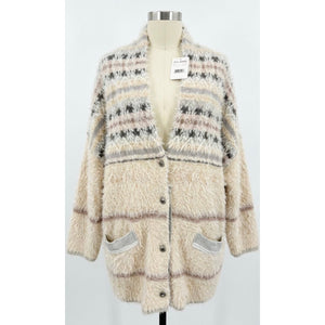 Free People Large Fair Weather Needle-Punch Slouchy Cardigan Sweater