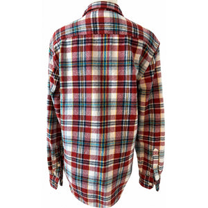 American Eagle Men’s S Red Plaid Heavyweight Flannel Shirt Women’s M Oversized NWOT