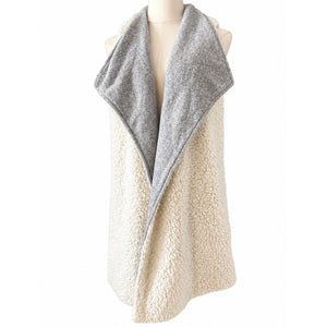 Hem and Thread Heather Grey Cozy Fleece Longline Reverse Vest Large NWOT
