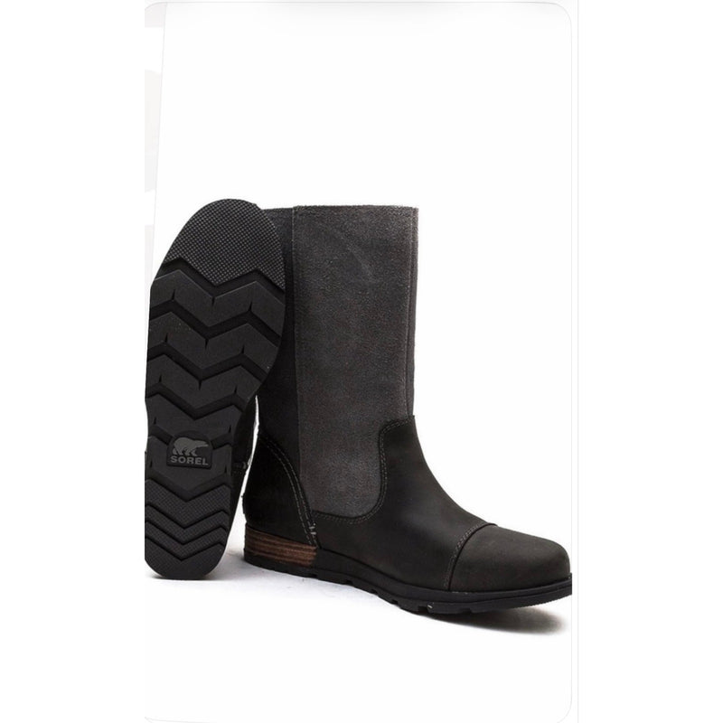 Sorel Major Pull-On Grill/Quarry Leather Buckle Wedge Boot 9 NWOT