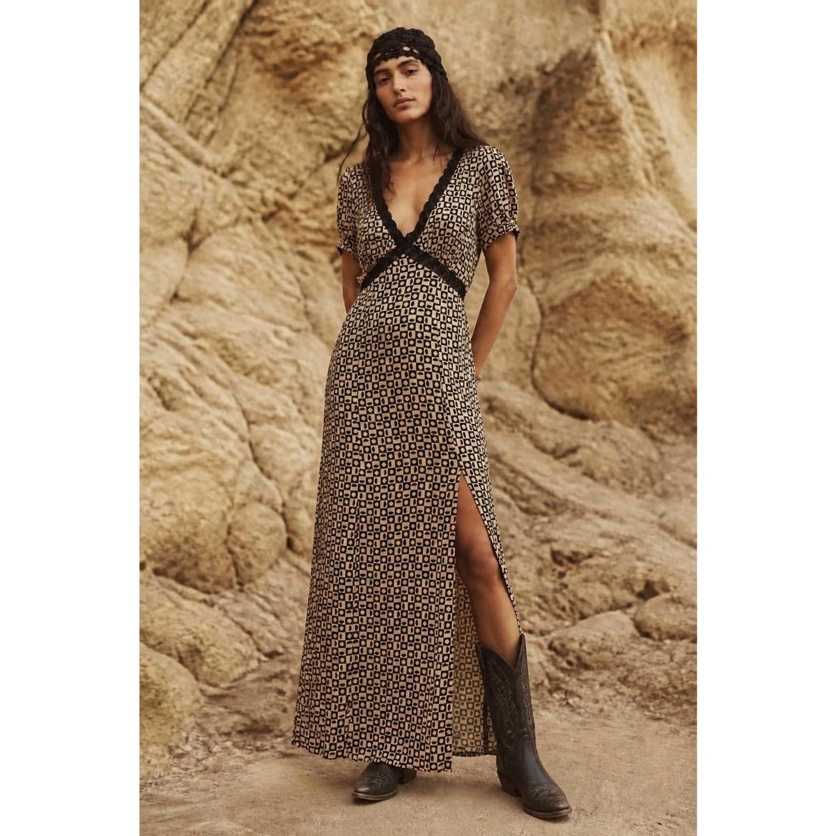 Free People Large Marley Black Maxi Dress  NWOT
