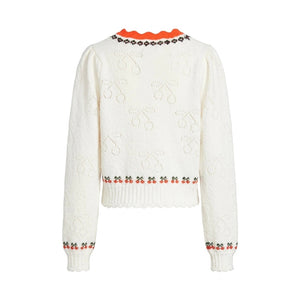 Free People XLarge Tilly Cherry Pointelle Knit Crop Pullover Sweater