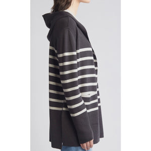 Splendid Syd Lead / Oatmeal Stripe Open Front Cardigan Medium NWT