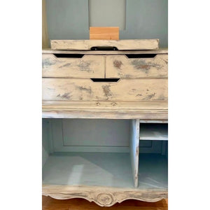 Antique Louis XV French Provincial  Distressed Cream & Robins Egg Blue Armoire PICK UP ONLY