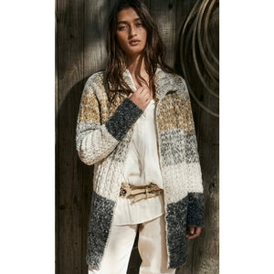 Free People Medium Wool-Blend Ombré Open-Front Shawl Collar Cardigan Sweater
