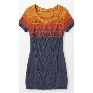 Free People Small Retro Ombre Sunset Cable Knit Mini Sweater Dress