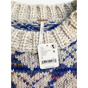 Free People Small  Slouchy Diamond Knit Crewneck Argyle Sweater NWT