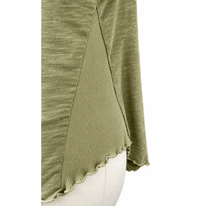 Free People We The Free Be My Baby Tee Palm Green Lettuce Edge 100% Cotton Large Like New