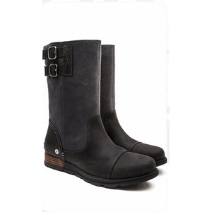 Major Pull-On Mid-Calf Boots Black/Shark Suede Leather Boot 8.5 NEW