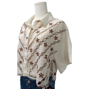 We The Free Aster Embroidered Shirt by Free People Large Excellent Condition