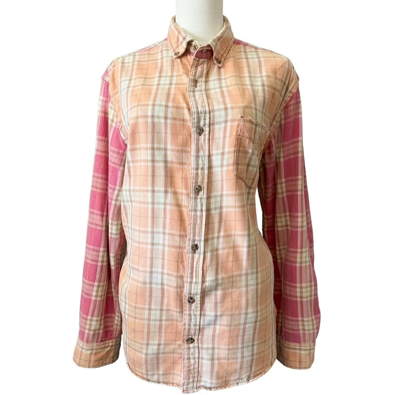Vintage Cottagecore Upcycled Flannel Layering Boyfriend Plaid Shirt Large