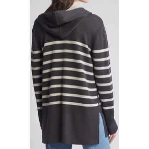 Splendid Syd Lead / Oatmeal Stripe Open Front Cardigan Medium NWT
