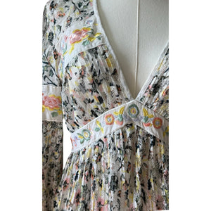 Free People Size 2 Cherry Blossom Embroidered Lace Mini Dress Whimsical
