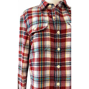American Eagle Men’s S Red Plaid Heavyweight Flannel Shirt Women’s M Oversized NWOT
