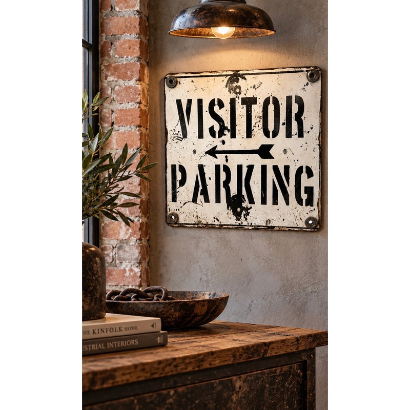 Vintage Style Industrial Visitor Parking Wall Decor Sign NWOT