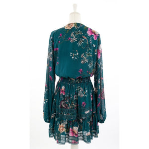 Free People Large Cherry Blossom Mini Dress Emerald Green