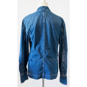 Free People Medium Imogene Blue Denim Military Officer Jacket