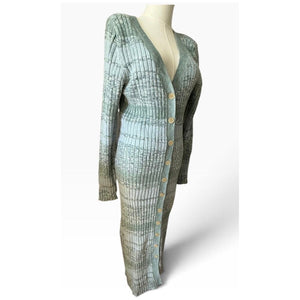 Free People Medium Cozy Up Cardigan Maxi Dress Ocean Combo