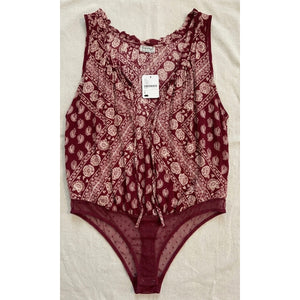 Free People Intimately Ivory Pucker Up Lace Cap Sleeve Bodysuit