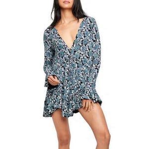 Free People Large Olivia Deep Sea Combo Mini Dress