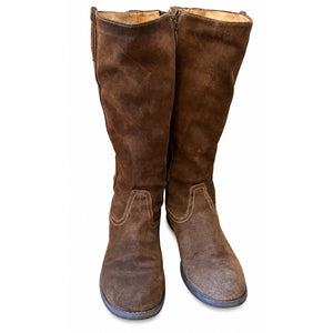 GUESS Brown Suede Knee High Boots Women’s Size 8 Distressed Boho Western
