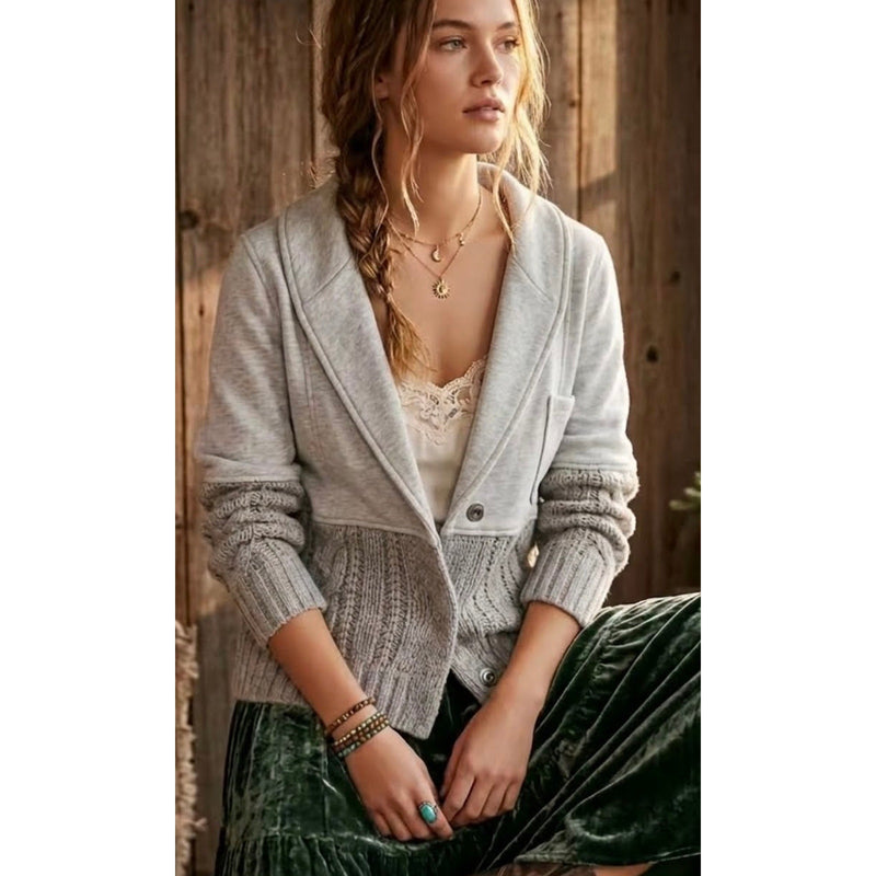 Free People Say Anything Heather Grey Cardi Sweater Jacket Medium