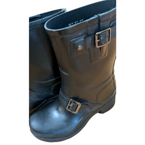 Hunter Women's Original Short Rubber Biker Black Matte Rain Boots 8 NWOT
