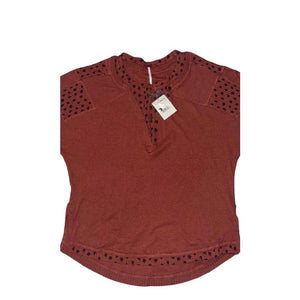 Free People Medium Heart to Heart Henley Top Brick Path NWT
