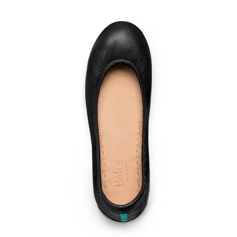 Tieks Matte Black Italian Leather Ballet Flats 8 New Without Box