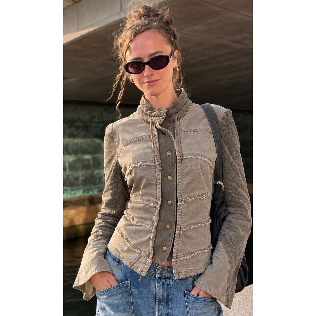 Free People Olive Green Utility Jacket Size Medium Like New
