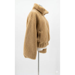 Free People Small Get Cozy Teddy Sherpa Zip Jacket Tan