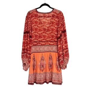 Free People Small Luna Scarf Print Tunic Shirt or Dress Red Combo NWT
