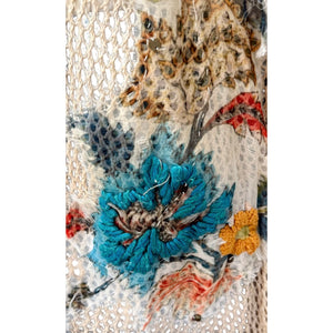 Free People Menagerie Embroidered Crochet Hooded Sweater Tunic Medium Excellent Conditon