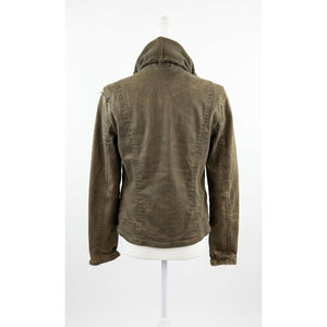 Free People Small Drape Front Coated Denim Moto Jacket