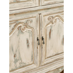 Antique Louis XV French Provincial  Distressed Cream & Robins Egg Blue Armoire PICK UP ONLY