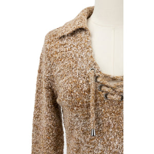 Free People Large Milena Lace-Up Mini Sweater Dress