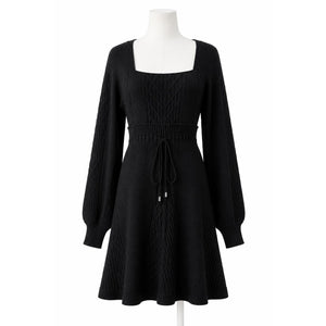 Free People Small Emmaline Cable Knit Mini Sweater Dress Black