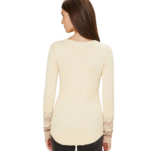 Free People Ivory/Cream Kombucha Crochet Cuff Thermal Knit Top