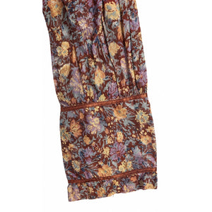 Free People Large Red Brick Combo Floral Daybreak Blouse Ruffle Boho