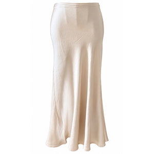 Grade & Gather Champagne Satin Mermaid Maxi Skirt Size Large NWT