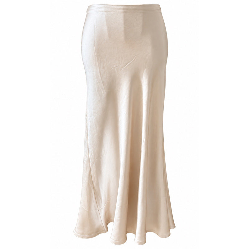 Grade & Gather Champagne Satin Mermaid Maxi Skirt Size Large NWT