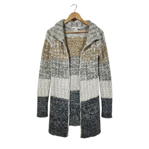 Free People Medium Wool-Blend Ombré Open-Front Shawl Collar Cardigan Sweater