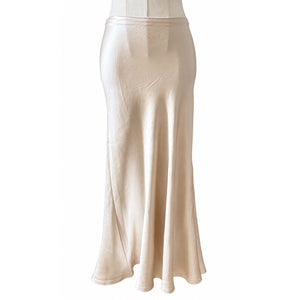 Grade & Gather Champagne Satin Mermaid Maxi Skirt Size Large NWT