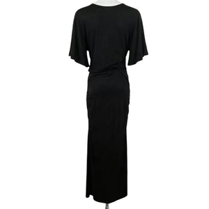 Free People Skyline Black Jersey Peek-a-Boo Ruched Maxi Dress LARGE NWT