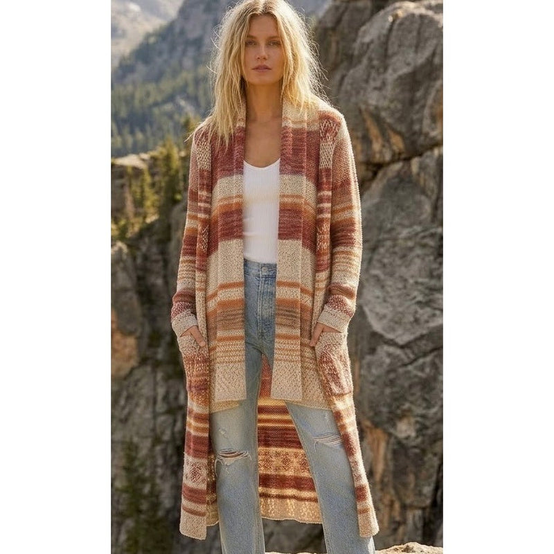 Free People Small Yesterday's Smile Duster Cardigan Burgundy Sweater (Fits Like Med)