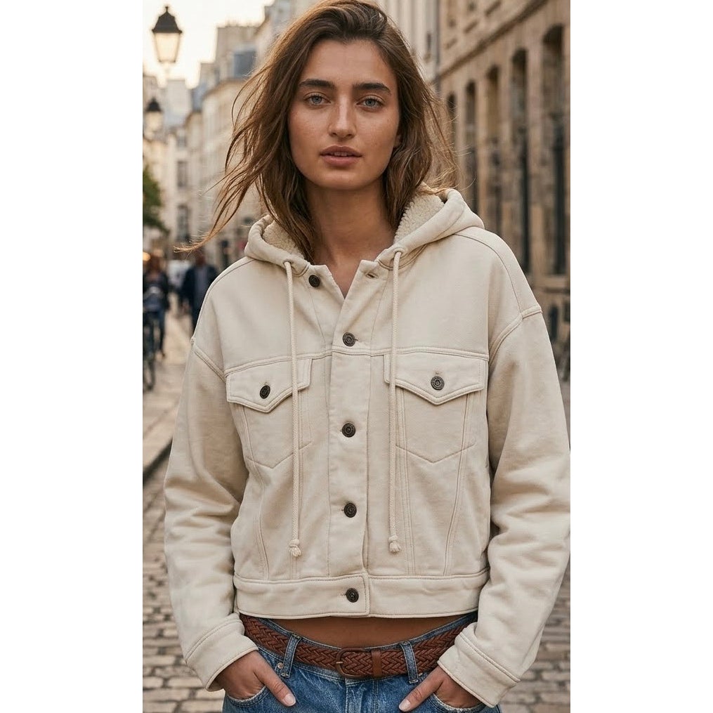 Free People We The Free Dreamers Cropped Knit Hooded Jacket