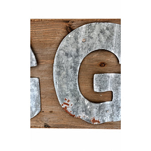 Vintage Galvanized Metal “EGGS” Rustic Wood Farmhouse Kitchen Wall Sign NWOT
