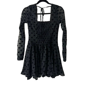 Free People Small Sway With Me Flocked Heart Mini Dress Black